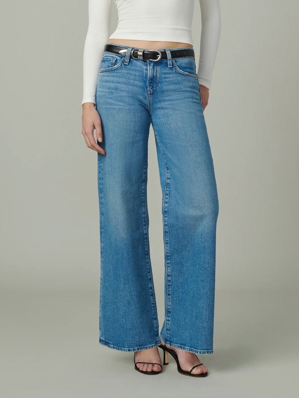 Joe’s Lou Lou Low Rise Wide Leg Jeans Stand By Medium Wash
